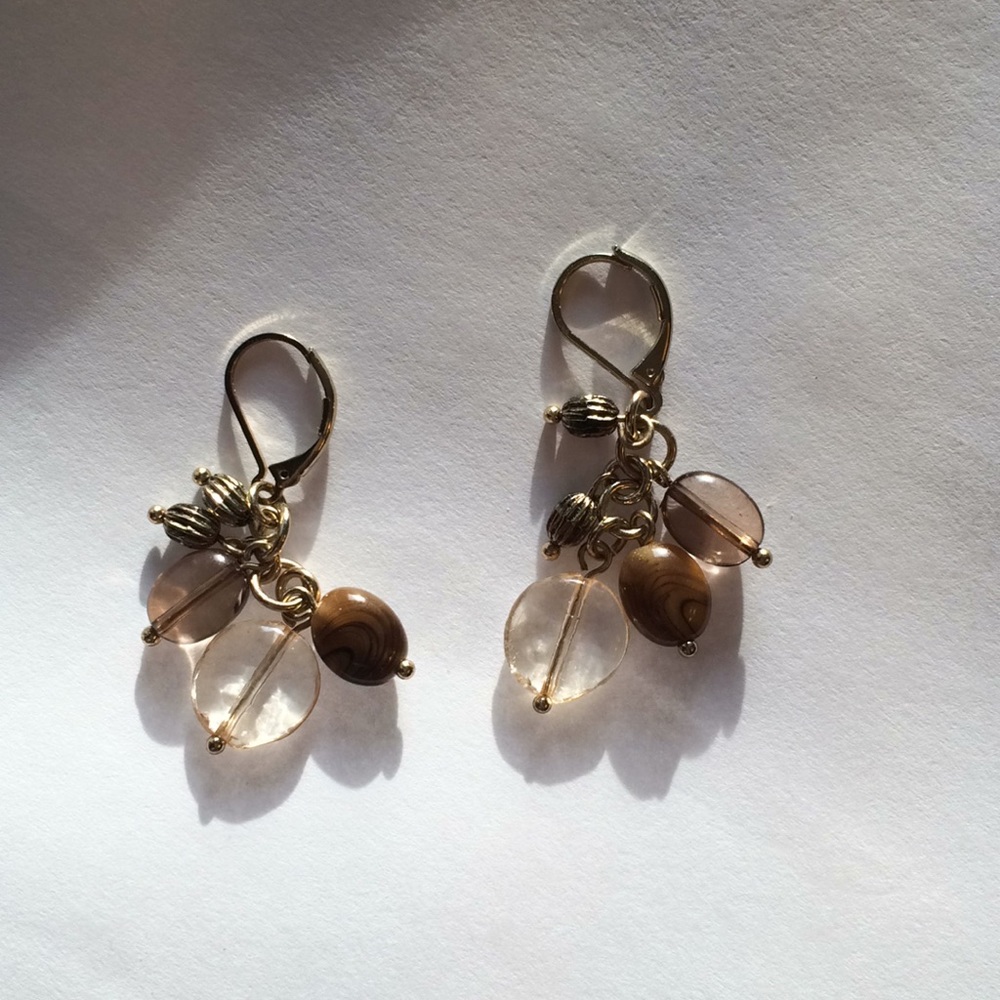 Brown bead dangly earrings